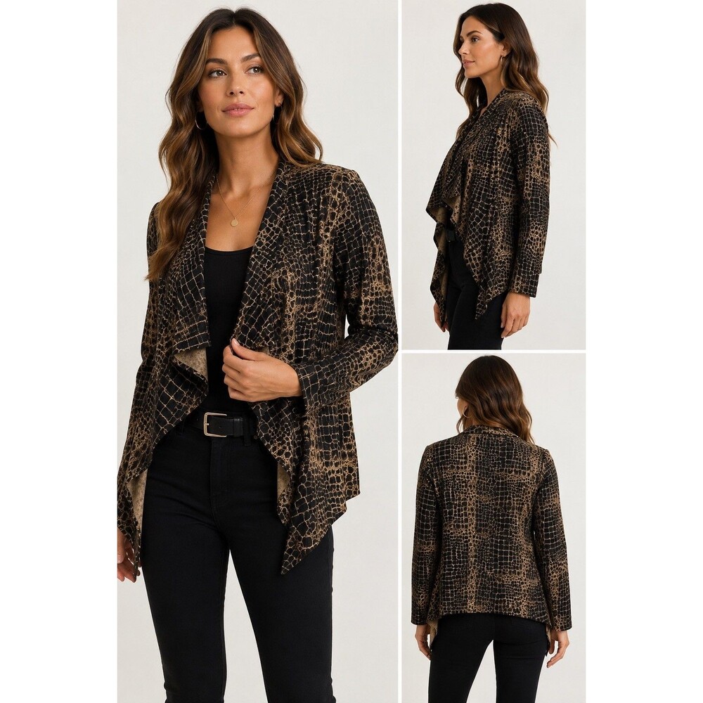 Kenneth Cole New York M Crocodile Print Draped Jacket